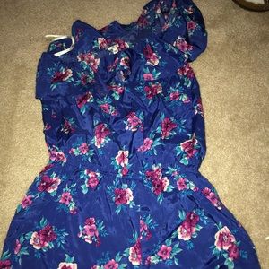 floral one shoulder romper